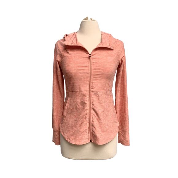 Peach Zip Up Hoodie with Pockets - Picture 1 of 10